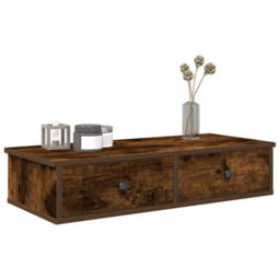 Berkfield Wall Shelf With Drawers Smoked Oak 80X31X17 Cm Engineered Wood - thumbnail 1