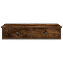 Berkfield Wall Shelf With Drawers Smoked Oak 80X31X17 Cm Engineered Wood - thumbnail 4