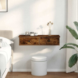 Berkfield Wall Shelf With Drawers Smoked Oak 80X31X17 Cm Engineered Wood - thumbnail 3