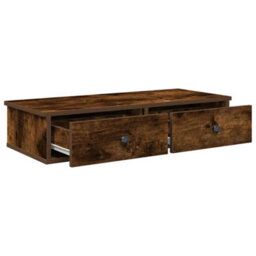 Berkfield Wall Shelf With Drawers Smoked Oak 80X31X17 Cm Engineered Wood - thumbnail 7