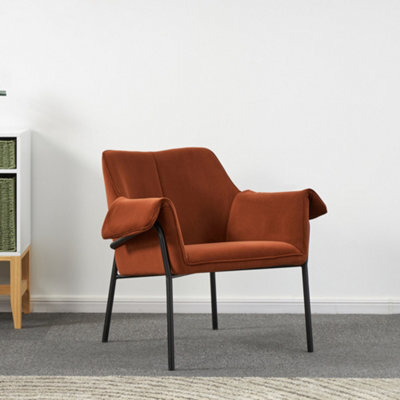Modern Relaxation Velvet Armchair -Rusty Red Velvet Lounge Chair - image 1