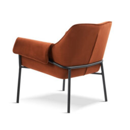 Modern Relaxation Velvet Armchair -Rusty Red Velvet Lounge Chair - thumbnail 5