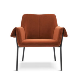 Modern Relaxation Velvet Armchair -Rusty Red Velvet Lounge Chair - thumbnail 4