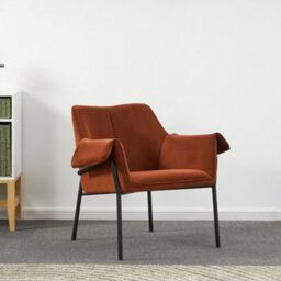 Modern Relaxation Velvet Armchair -Rusty Red Velvet Lounge Chair - thumbnail 1