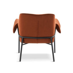 Modern Relaxation Velvet Armchair -Rusty Red Velvet Lounge Chair - thumbnail 3