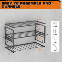 3 Tier Heavy Duty Power Tool Storage Rack Metal Organizer - thumbnail 3