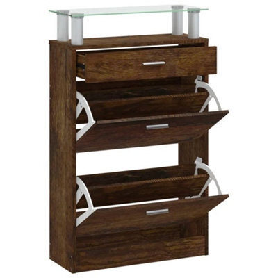 Berkfield Modern Shoe Cabinet Smoked Oak 63X24X104 Cm Engineered Wood - image 1