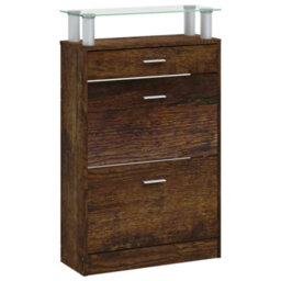 Berkfield Modern Shoe Cabinet Smoked Oak 63X24X104 Cm Engineered Wood - thumbnail 5