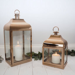 Copper Candle Lantern Tall - Tall Metal Hurricane Lantern - thumbnail 4