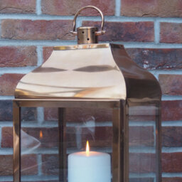 Copper Candle Lantern Tall - Tall Metal Hurricane Lantern - thumbnail 5