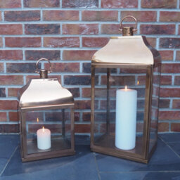 Copper Candle Lantern Tall - Tall Metal Hurricane Lantern - thumbnail 6