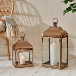 Copper Candle Lantern Tall - Tall Metal Hurricane Lantern