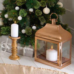 Copper Candle Lantern Tall - Tall Metal Hurricane Lantern - thumbnail 3