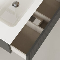 Banyetti Linea Matt Grey Ribbed Wall Hung Vanity Unit 800mm X 390mm - thumbnail 4