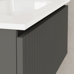 Banyetti Linea Matt Grey Ribbed Wall Hung Vanity Unit 800mm X 390mm - thumbnail 2