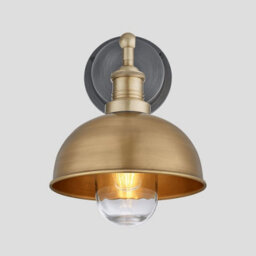 Industville Brooklyn Outdoor & Bathroom  Dome Wall Light, 8 Inch, Brass, Brass Holder - thumbnail 1