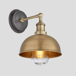 Industville Brooklyn Outdoor & Bathroom  Dome Wall Light, 8 Inch, Brass, Brass Holder - thumbnail 2