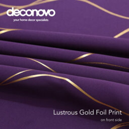 Deconovo Eyelet Curtains, Blackout Thermal Insulated Gold Wave Foil Printed Curtains, W52 X L84 Inch, Purple Crape, One Pair - thumbnail 8