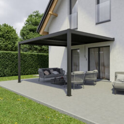 Agadon Aluminium Pergola Shading System 400 X 400 Cm Anthracite Wall Mounted