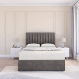"Sloomy 4Ft6  Manhattan Divan Bed Base Slate Naples ,no Drawers & 26"" Struts Headboard - Double" - thumbnail 2