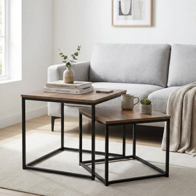Vidaxl Nesting Tables 3 Pcs Black Oak 61 X 28 X 47 Cm Engineered Wood - image 1