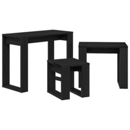 Vidaxl Nesting Tables 3 Pcs Black Oak 61 X 28 X 47 Cm Engineered Wood - thumbnail 5