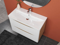 Sline 800mm Wall-Hung White Bathroom Vanity Unit With Integrated Sink,2 Soft-Close Drawers For Storage - thumbnail 7