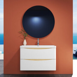 Sline 800mm Wall-Hung White Bathroom Vanity Unit With Integrated Sink,2 Soft-Close Drawers For Storage - thumbnail 1