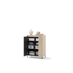 Arte Trend 3 Hallway Cabinet 79Cm - Beige & Black With Led Lighting And Spacious Storage - thumbnail 3