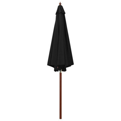 Berkfield Elegant Parasol With Wooden Pole 300X258 Cm Black - image 1