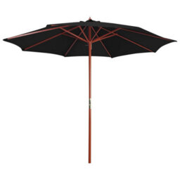 Berkfield Elegant Parasol With Wooden Pole 300X258 Cm Black - thumbnail 2
