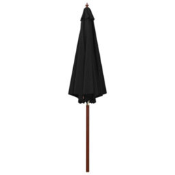 Berkfield Elegant Parasol With Wooden Pole 300X258 Cm Black - thumbnail 1
