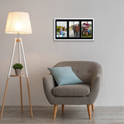 AK Frames 40X20Cm White Sleek Multi Photo Frame With Black Mount - Holds 3 Apertures (3X) 6X4 Photos - thumbnail 3