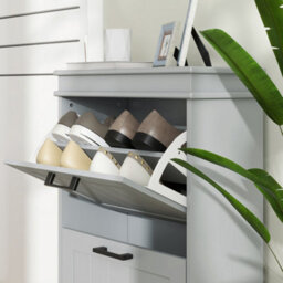 Homcom Slim Shoe Storage Cabinet With 2 Flip Drawers For Entryway, Grey - thumbnail 9