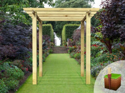 Edecks Heavy Duty Village Walkway Wooden Garden Pergola (W 2400mm X D 2400mm) With Steel Spikes (2.1M) - thumbnail 3