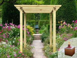 Edecks Heavy Duty Village Walkway Wooden Garden Pergola (W 2400mm X D 2400mm) With Steel Spikes (2.1M) - thumbnail 2