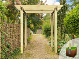 Edecks Heavy Duty Village Walkway Wooden Garden Pergola (W 2400mm X D 2400mm) With Steel Spikes (2.1M) - thumbnail 1