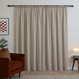 furn. Furn Soft Chenille Blackout Pencil Pleat Curtain Pair, Natural, (W) 168 X (D) 229Cm - thumbnail 3