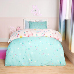 OHS Unicorn Quilt Cover Duvet Pillowcase Magic Rainbow Bedding Set, Pink - Single - thumbnail 3