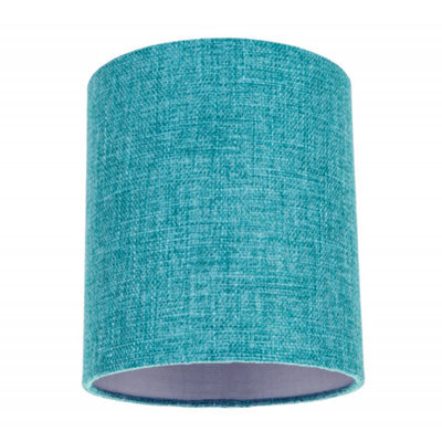 Happy Homewares Contemporary And Sleek Teal Linen Fabric 6 Cylindrical Lamp Shade 60W Maximum - image 1