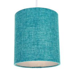 Happy Homewares Contemporary And Sleek Teal Linen Fabric 6 Cylindrical Lamp Shade 60W Maximum - thumbnail 2