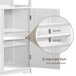 Yaheetech White 90 Cm Height Freestanding Bathroom Floor Cabinet With 1 Door And 3 Drawers - thumbnail 6