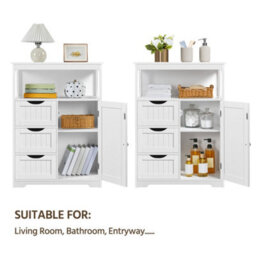 Yaheetech White 90 Cm Height Freestanding Bathroom Floor Cabinet With 1 Door And 3 Drawers - thumbnail 5