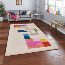 Beige Designer Wool Luxurious Modern Abstract Rug For Bedroom & Living Room-120Cm X 170Cm - thumbnail 1