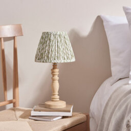 Luminosa Lighting Luminosa Bibury Natural Ash Table Lamp With Herb Garden Green Fabric Leaf Shade 20Cm B22 - thumbnail 3
