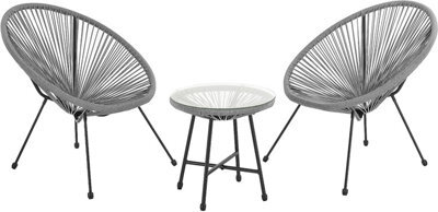 Evre 2 Seat Grey Goa Acapulco Styled Garden Furniture Set For Bistro Patio Indoor Outdoor Balcony Terrace - Inc Weekend Delivery - image 1