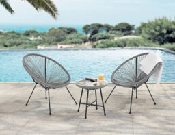 Evre 2 Seat Grey Goa Acapulco Styled Garden Furniture Set For Bistro Patio Indoor Outdoor Balcony Terrace - Inc Weekend Delivery - thumbnail 2