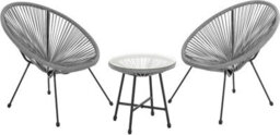 Evre 2 Seat Grey Goa Acapulco Styled Garden Furniture Set For Bistro Patio Indoor Outdoor Balcony Terrace - Inc Weekend Delivery - thumbnail 1