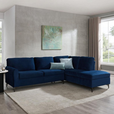 Home Detail Alyssum Right-Hand Facing Corner Sofa, Navy Velvet - image 1