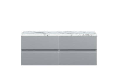 Hudson Reed Urban Satin Grey Wall Hung 4 Drawer Vanity Unit And Laminate Worktop With Silent Close, 522 X 1205 X 390 - image 1